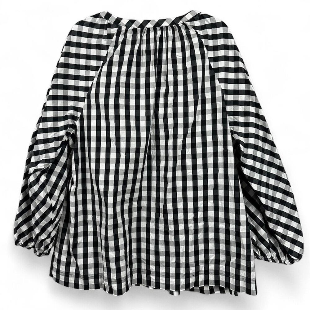 Chico's Poplin Blouse Size 4 (20/22) Black White Gingham Puff Sleeve Workwear - Picture 2 of 11